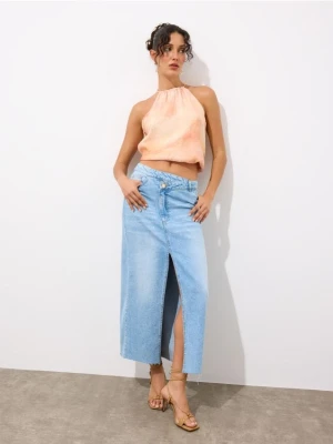 Mohito - Jeansowa spódnica midi - niebieski