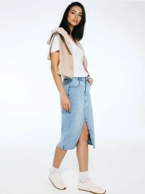 Mohito - Jeansowa spódnica midi - niebieski