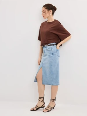 Mohito - Jeansowa spódnica midi - niebieski