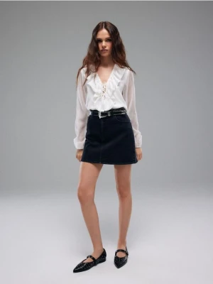 Mohito - Jeansowa spódnica mini - czarny