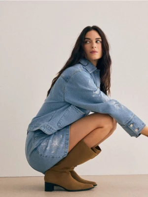 Mohito - Jeansowa spódnica mini - niebieski