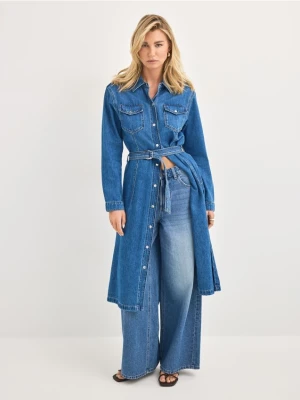 Mohito - Jeansowa sukienka midi - niebieski