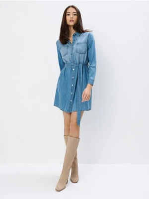 Mohito - Jeansowa sukienka mini - niebieski
