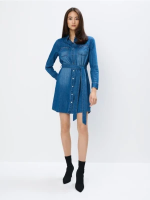 Mohito - Jeansowa sukienka mini - niebieski