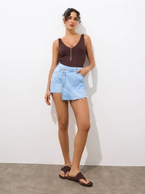 Mohito - Jeansowe spódnico-szorty - niebieski