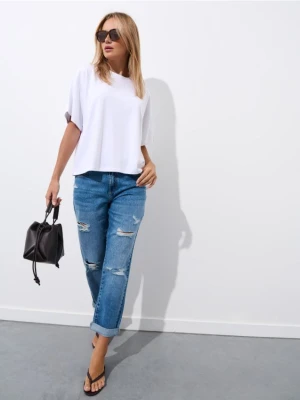 Mohito - Jeansy boyfriend z dziurami - niebieski