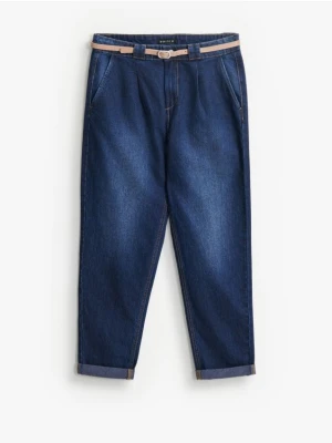 Mohito - Jeansy chino slim z paskiem - granatowy