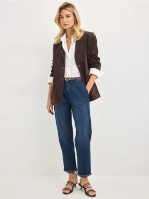 Mohito - Jeansy chino slim z paskiem - granatowy