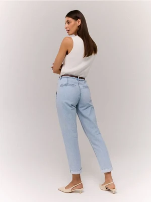 Mohito - Jeansy chino slim z paskiem - niebieski
