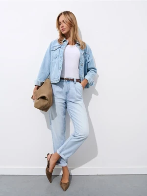 Mohito - Jeansy chino slim z paskiem - niebieski