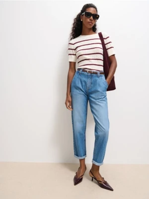 Mohito - Jeansy chino slim z paskiem - niebieski