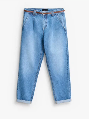 Mohito - Jeansy chino slim z paskiem - niebieski