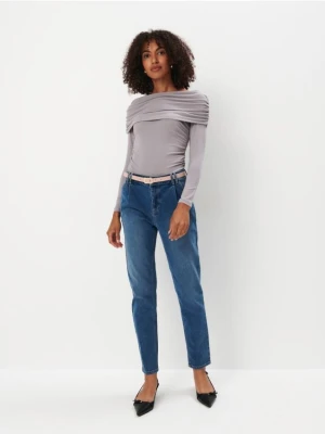 Mohito - Jeansy chino slim z paskiem - niebieski