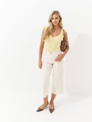Mohito - Jeansy culotte - kremowy