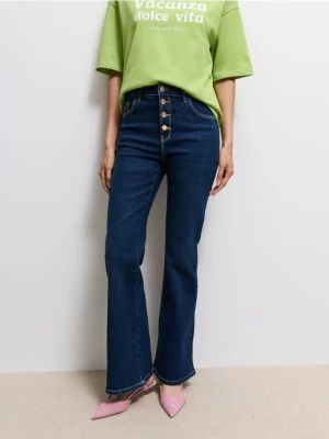 Mohito - Jeansy flare push up - granatowy