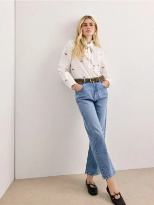 Mohito - Jeansy straight z paskiem - niebieski