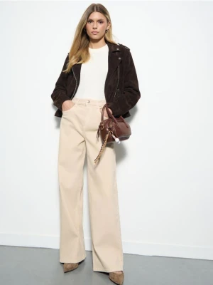 Mohito - Jeansy wide leg - beżowy