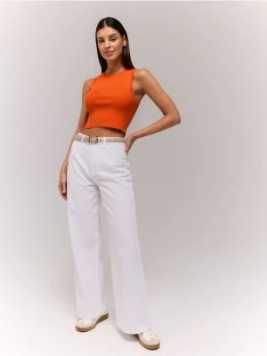Mohito - Jeansy wide leg - biały