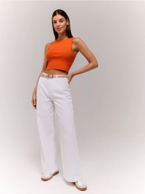 Mohito - Jeansy wide leg - biały