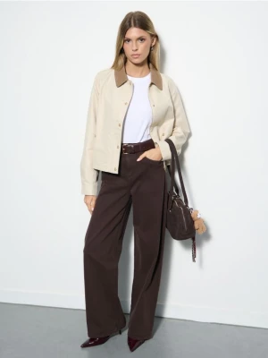 Mohito - Jeansy wide leg - ciemnobrązowy