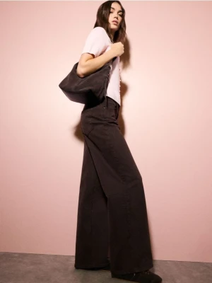 Mohito - Jeansy wide leg - ciemnobrązowy