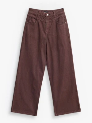 Mohito - Jeansy wide leg - ciemnobrązowy