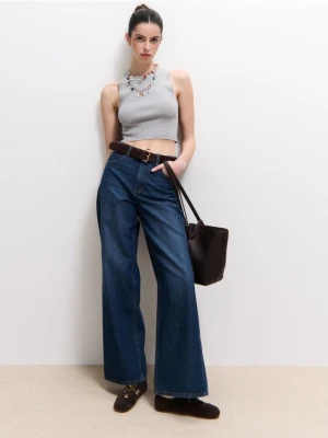 Mohito - Jeansy wide leg - granatowy