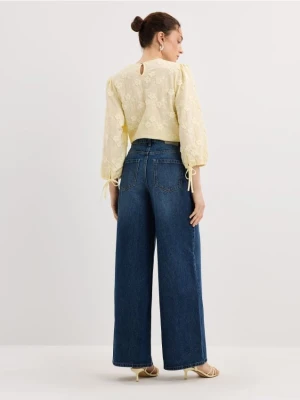 Mohito - Jeansy wide leg - granatowy