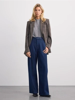Mohito - Jeansy wide leg - granatowy