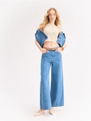 Mohito - Jeansy wide leg - niebieski