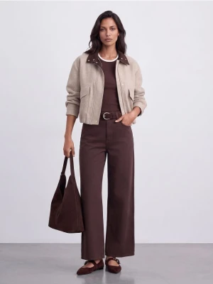 Mohito - Jeansy wide leg petite - ciemnobrązowy