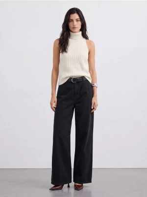 Mohito - Jeansy wide leg petite - czarny