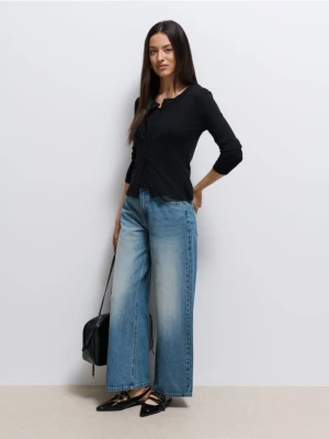 Mohito - Jeansy wide leg petite - granatowy