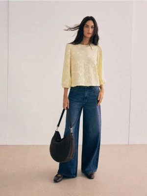 Mohito - Jeansy wide leg petite - granatowy