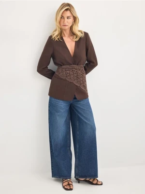 Mohito - Jeansy wide leg petite - granatowy