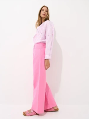 Mohito - Jeansy wide leg - różowy