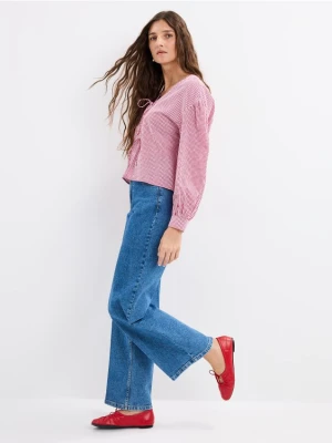 Mohito - Jeansy wide leg z paskiem petite - niebieski