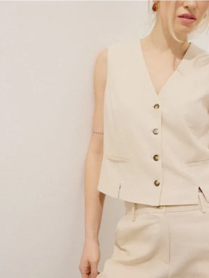 Mohito - Kamizelka z wiskozy i lnu - beżowy