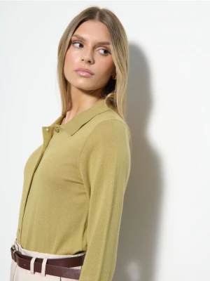 Mohito - Kardigan z bawełny i wiskozy - oliwkowy