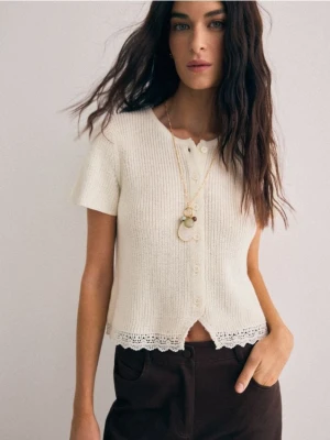 Mohito - Kardigan z krótkimi rękawami - kremowy