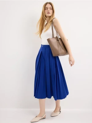 Mohito - Kobaltowa spódnica midi z paskiem - indygo