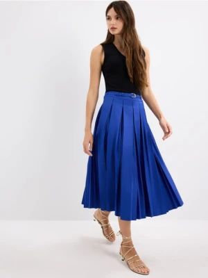 Mohito - Kobaltowa spódnica midi z paskiem - indygo