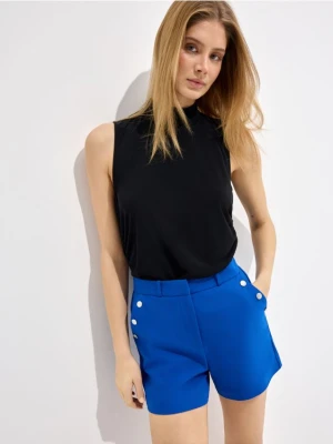 Mohito - Kobaltowe szorty z ozdobnymi guzikami - indygo