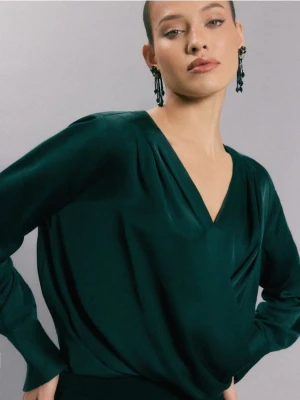 Mohito - Kopertowa butelkowa bluzka - ciemny zielony