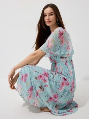 Mohito - Kopertowa sukienka midi - błękitny