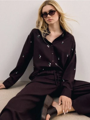 Mohito - Koszula z haftem - ciemnobrązowy