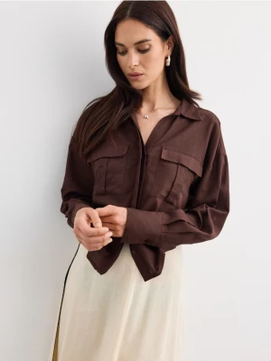 Mohito - Koszula z lnem - ciemnobrązowy