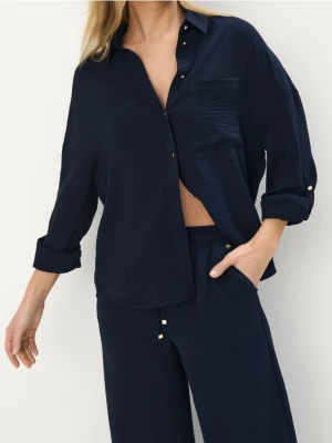 Mohito - Koszula ze strukturalnej tkaniny - granatowy