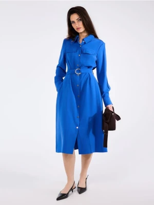 Mohito - Koszulowa kobaltowa sukienka midi - niebieski