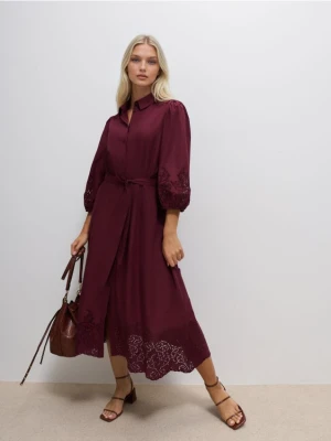 Mohito - Koszulowa sukienka maxi - mahoń